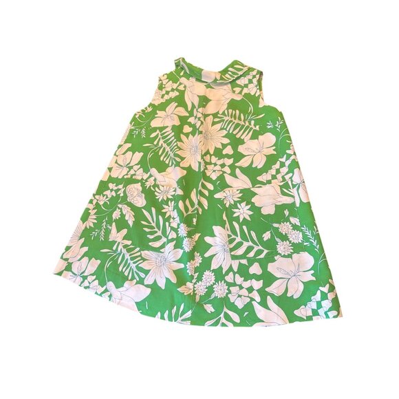 Vintage 70s Norman Sleeveless A-Line Maternity Dress Green & White Floral - Picture 1 of 5